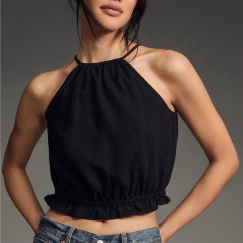 Pilcro Black Halter Crop Top